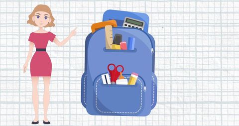 Educational Mentor Presenting School Supplies on Graphic Background - Download Free Stock Images Pikwizard.com