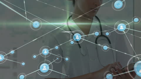 Doctor Engaged in Network of Global Digital Connections