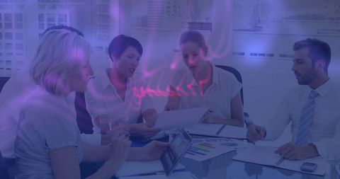 Creative Collaborative Business Meeting with Innovative Concept Overlay