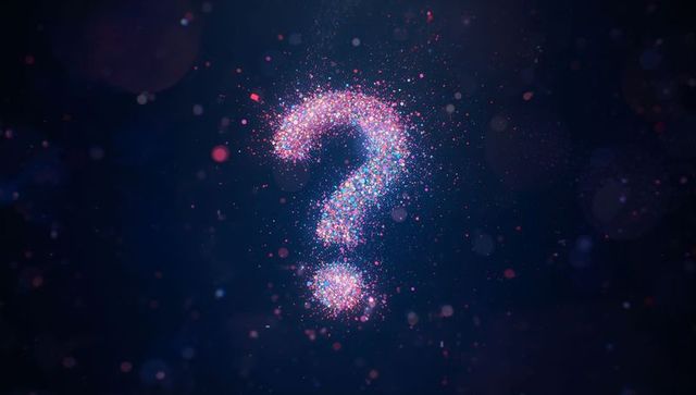 Vibrant Particle Question Mark in Cosmic Void