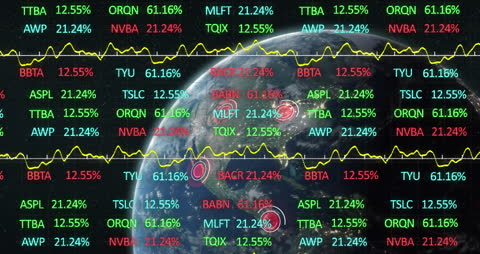 Stock Market Data Over Globe Visualizing Global Economy