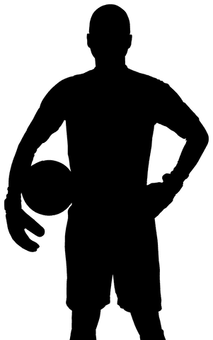 Transparent Silhouette of Football Player Holding Ball in Air