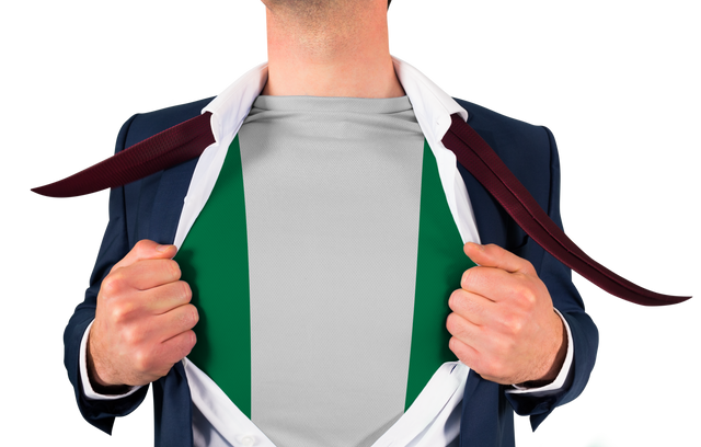 Transparent Businessman Opening Shirt to Reveal Nigeria Flag Beneath - Download Free Stock Videos Pikwizard.com