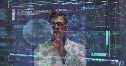 Male Doctor Analyzing Digital Data and Graphs in High-Tech Environment - Download Free Stock Images Pikwizard.com