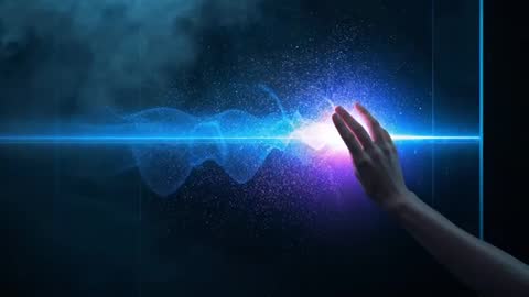 Right Hand Activating Futuristic Holographic Data Beam on Touch Interface