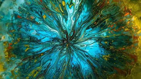 Vibrant Swirling Paint Motion on Circular Canvas