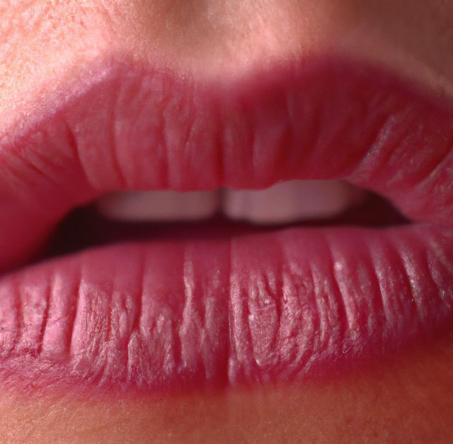 Close-up view of female lips painted with pink lipstick. The skin texture is visible, enhancing the focus on beauty and makeup. Use for articles, advertisements, or social media posts related to cosmetics, personal care, and beauty treatments.