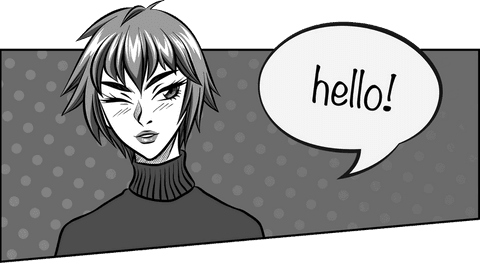 Manga style comic figure greeting on transparent background