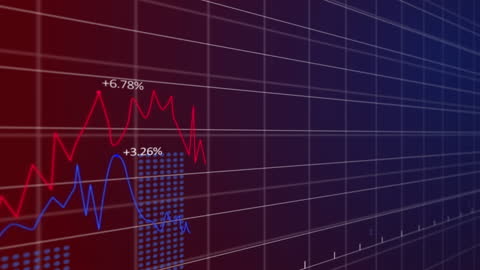 Digital Finance Charts with Rising Graphs on Gradient Background