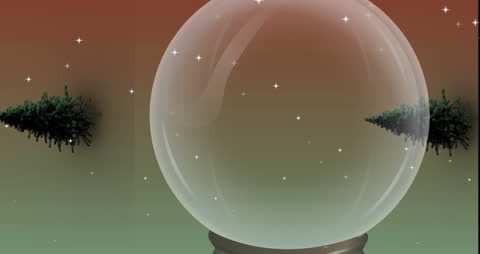 Enchanted Glass Globe With Floating Light Particles on Red Backdrop