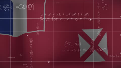 Wallis and Futuna Flag with Floating Equations Illustrating Financial Analysis