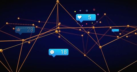 Digital Network with Social Media Notifications in Virtual Space
