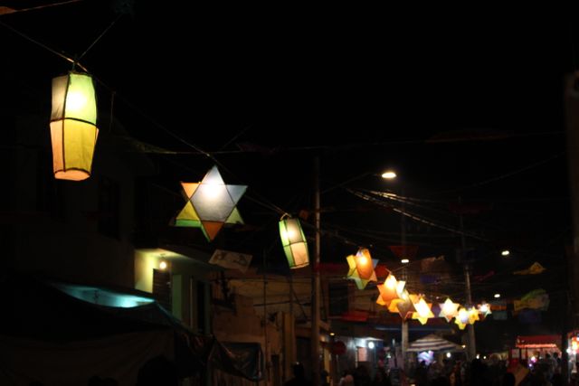 Festive Night Street with Colorful Illuminated Lanterns - Download Free Stock Photos Pikwizard.com