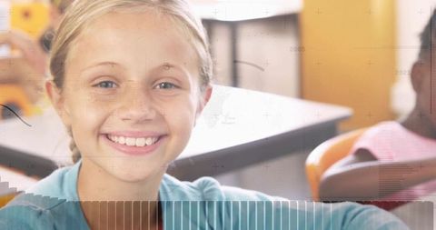 Happy Student Learning in Bright Classroom Environment