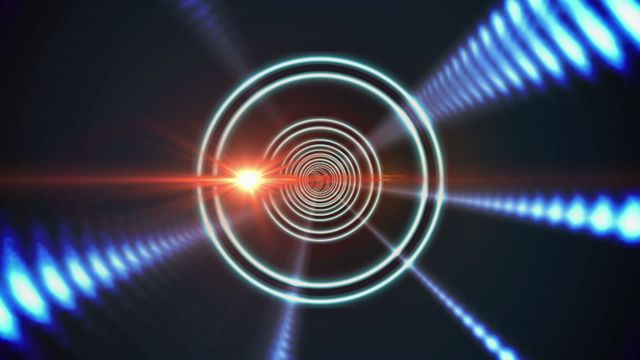 This visually explosive animation features a tunnel formed by continuous moving circles and vibrant light effects against a black background, giving a science fiction or cyberpunk vibe. Ideal for use in sci-fi movie intros, digital artwork, tech-related videos, or as a dynamic background for various multimedia projects.