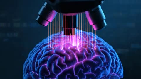 Brain Under Multilens Scanner Neurons Light Transmissions