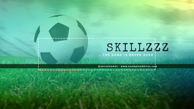 Soccer Ball on Green Field Overlay with Motivational Caption - Download Free Stock Templates Pikwizard.com