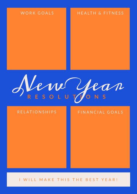 Composition of new year resolutions texts on blue background. New year resolutions and celebration concept digitally generated image.