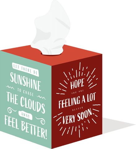 Transparent Box of Tissues with Motivational Text Design
