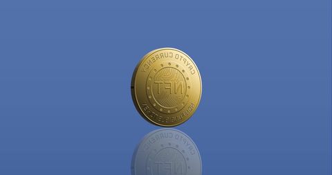 NFT Cryptocurrency Gold Coin on Blue Background - Download Free Stock Images Pikwizard.com