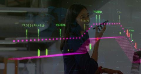 Financial Analyst Monitoring Stock Market Data in Office