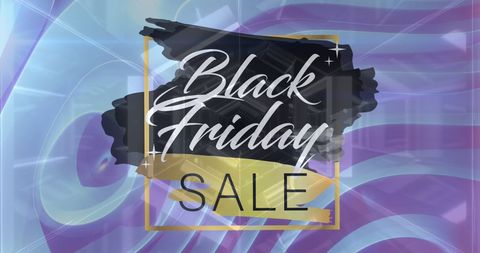 Stylish Black Friday Sale Banner with Blue Waves and Glowing Tunnel
