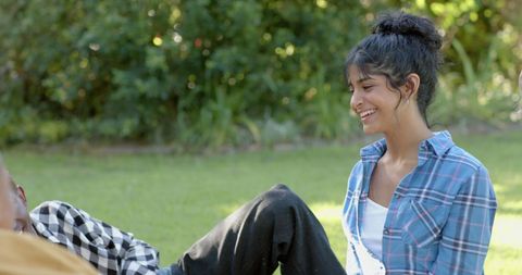 Smiling Teenagers Relaxing in Park - Download Free Stock Images Pikwizard.com