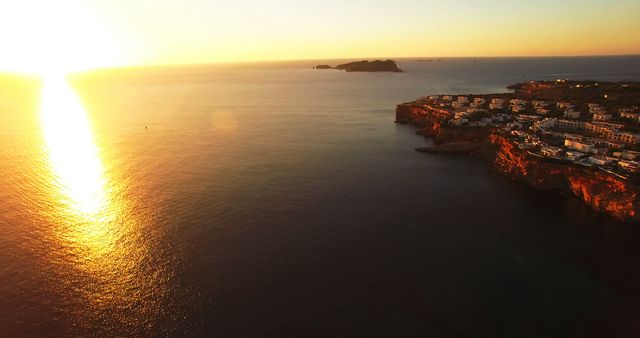 Scenic Coastal View with Golden Sunset over Ocean - Download Free Stock Images Pikwizard.com