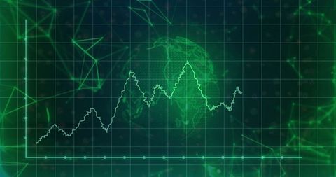 Futuristic Neon Line Graph on Virtual Analytics Dashboard