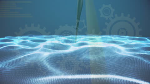 Futuristic Energy Technology with Wind Turbine and Data Process Flow