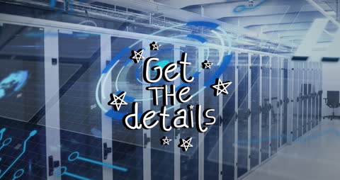 Data Processing Animation Over Futuristic Server Room