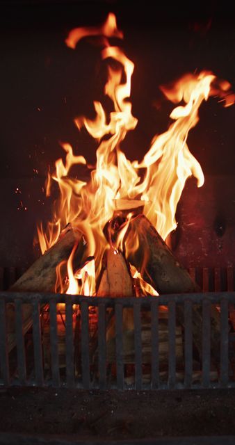 Warm Cozy Fire Burning in a Domestic Fireplace - Download Free Stock Images Pikwizard.com