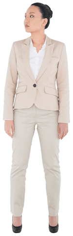 Businesswoman Standing with Serious Expression on Transparent Background
