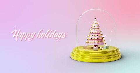 Elegant Holiday Greeting with Snow Globe and Christmas Tree