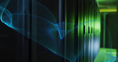 Digital Network Wave in Modern Server Room