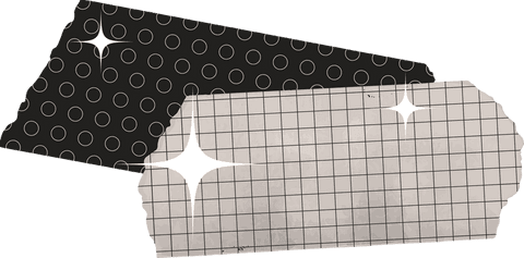 Transparent decorative tape strips with grid patterns