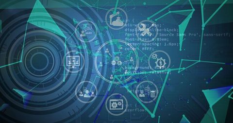 Abstract Digital Connectivity Network with Tech Icons - Download Free Stock Images Pikwizard.com