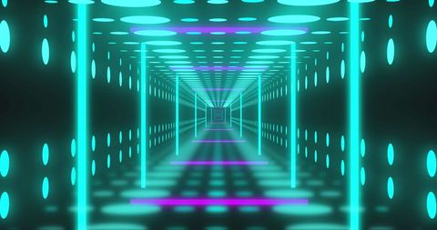 Futuristic Neon Tunnel with Digital Light Patterns - Download Free Stock Images Pikwizard.com