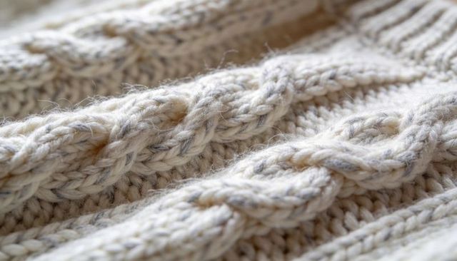 Cream cable knit wool texture close-up cozy thick braided yarn pattern winter lifestyle