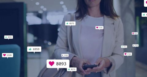 Businesswoman Engaging on Social Media Networking and Digital Communication