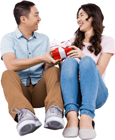 Transparent Happy Couple Exchanging Gift and Smiling - Download Free Stock Videos Pikwizard.com
