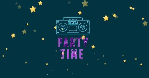 Retro Party Time with Stars and Boombox Illustration - Download Free Stock Images Pikwizard.com