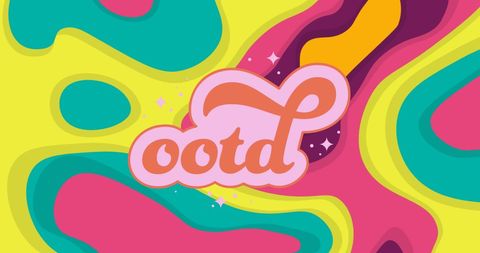 Trendy ootd text with vibrant retro pattern