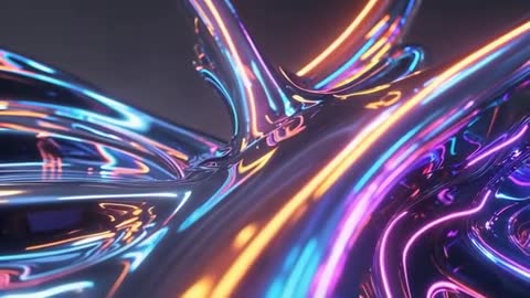 Futuristic Abstract Metallic Structure with Neon Reflections