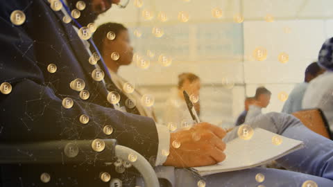 Bitcoin and Diverse Business People Collaborating in Office Setting