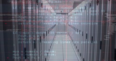 Futuristic Digital Data Overlaid on Server Room - Download Free Stock Images Pikwizard.com