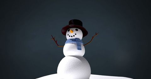 Cheerful Snowman with Hat and Scarf Celebrating Winter
