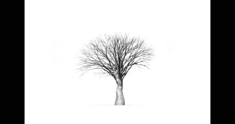 Minimalist Animation of Dollar Symbol Tree on White Background