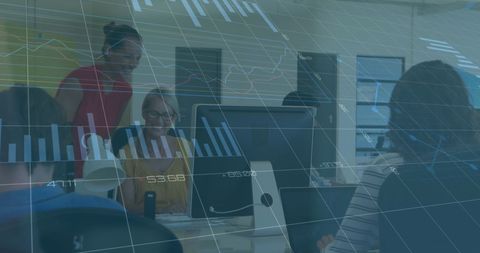 Business Team Collaborating Amidst Financial Data Interface - Download Free Stock Images Pikwizard.com