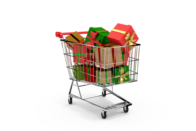 Shopping Cart Filled with Christmas Presents on Transparent Background - Download Free Stock Videos Pikwizard.com